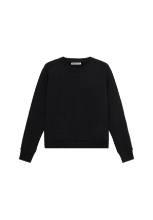 Felpa nera realizzata in tessuto morbido, con collo tondo, maniche lunghe e polsini a coste, dotata di un dettaglio logo discreto sul davanti.