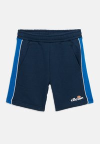 Mörkblå shorts med elastisk midja, sidofickor och blå accentpaneler. Har vit piping och en broderad logotyp.