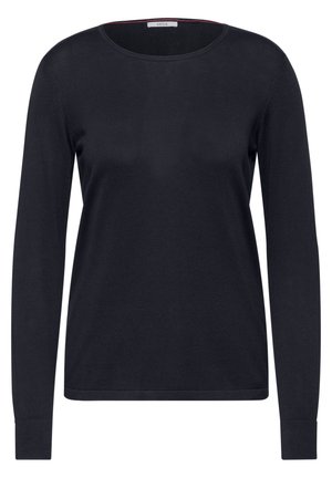 Maglione lungo nero con maniche a lunghe e scollo rotondo. Realizzato in un materiale morbido e leggero, presenta polsini aderenti e un orlo dritto.