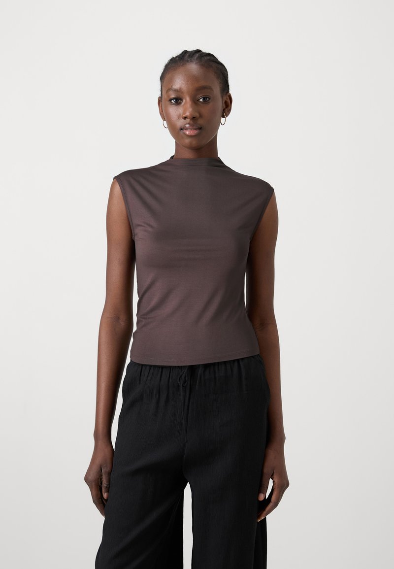 Gina Tricot SOFT TOUCH FUNNEL NECK - T-shirt basic - java