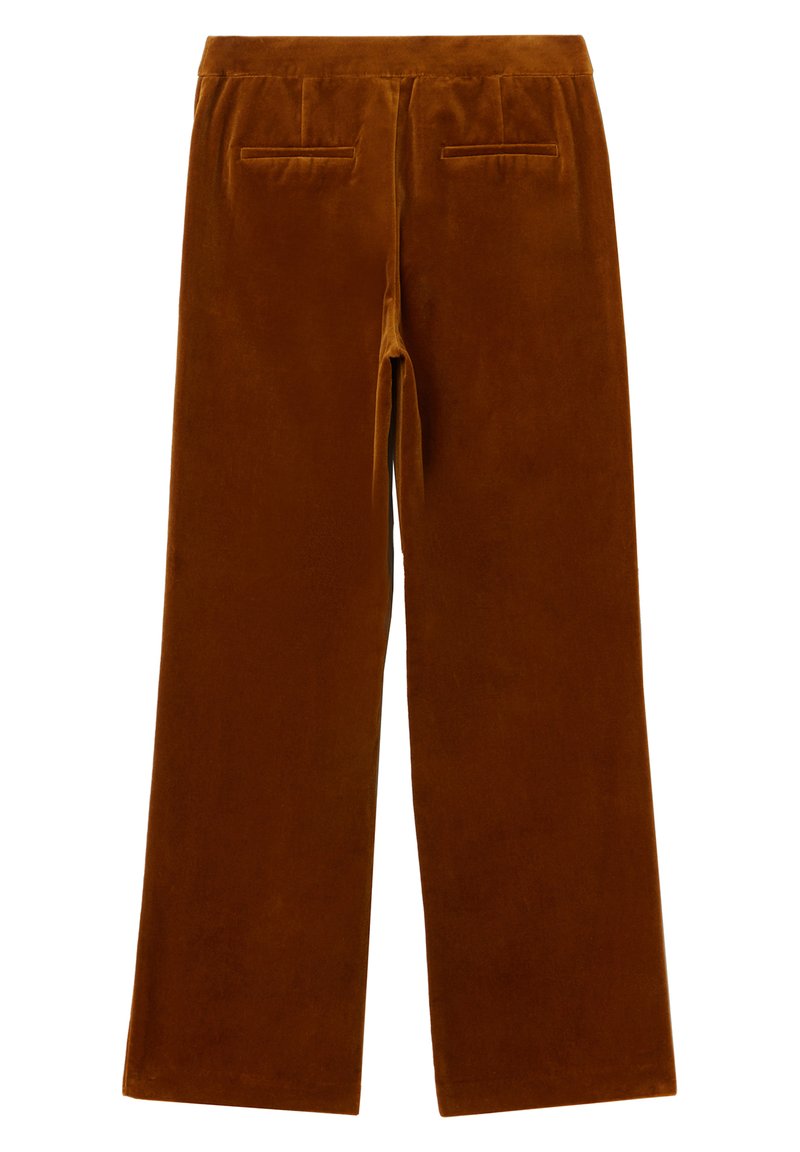 Pantalons large en velours marron au toucher doux, dotés de deux poches arrière et d'une taille confortable.