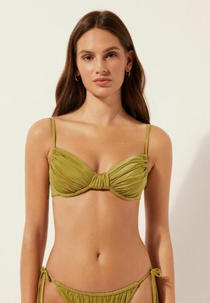 Calzedonia, SHINY SATIN BALCONETTE - Bikinitop - metallic green