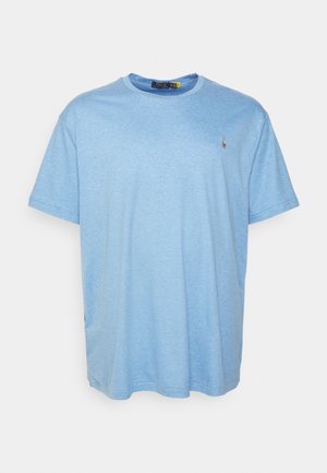 Light blue short-sleeve polo shirt with crew neck and small embroidered logo on the left chest.
