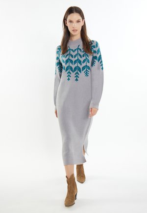 Strickkleid - grau/mehrfarbig