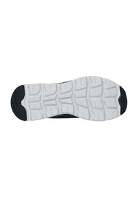 Suela de zapato con una base de goma blanca que presenta un patrón de agarre texturizado; acentos negros en el talón y la punta para mayor durabilidad.