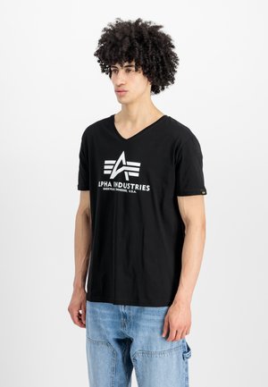 Alpha Industries, BASIC V NECK - T-shirts print - black