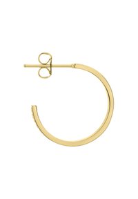 Orecchino a cerchio in oro con un design liscio e circolare, dal profilo sottile e una chiusura a perno semplice.