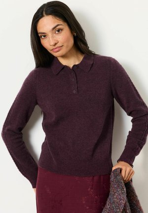FatFace, HALLE COLLARED KNITTED POLO TOP - Long sleeved top - purple