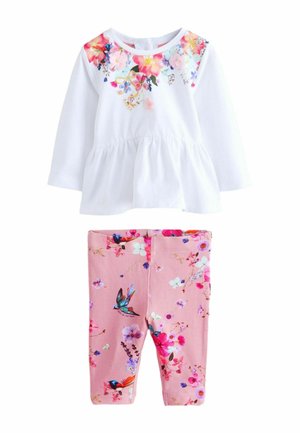 REGULAR FIT - 2 PIECE PEPLUM PRINTED SET  - Leggings - pink