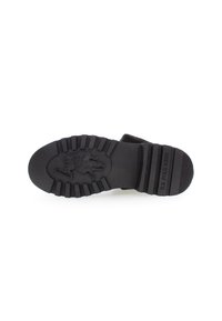 Suola in gomma nera con una texture rigata, dotata di un'impronta del logo e di un design a un colore. Adatta per l'abbiglimento casual.
