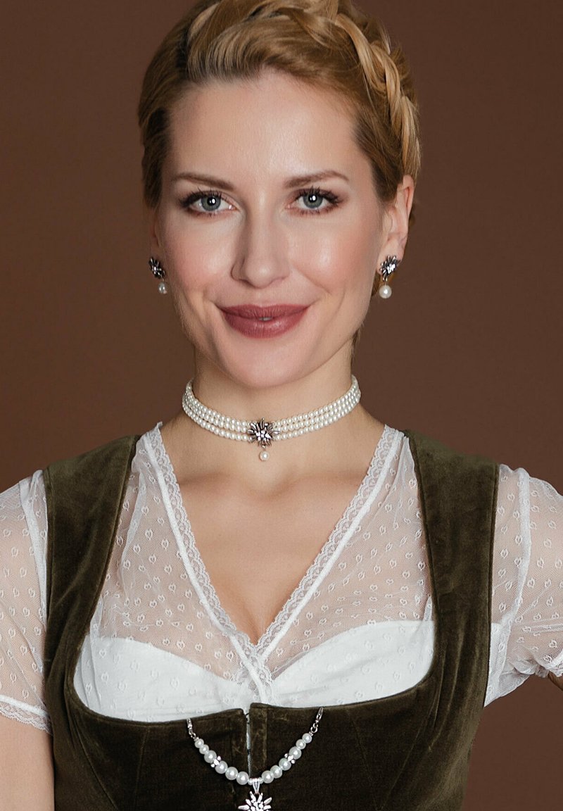 Alpenflüstern TRACHTEN KROPFBAND EDELWEISS
- Halskette - creme weiß