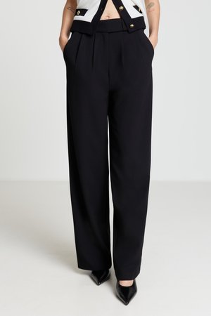 CON DOPPIA PIEGA - Pantalon classique - ultrablack