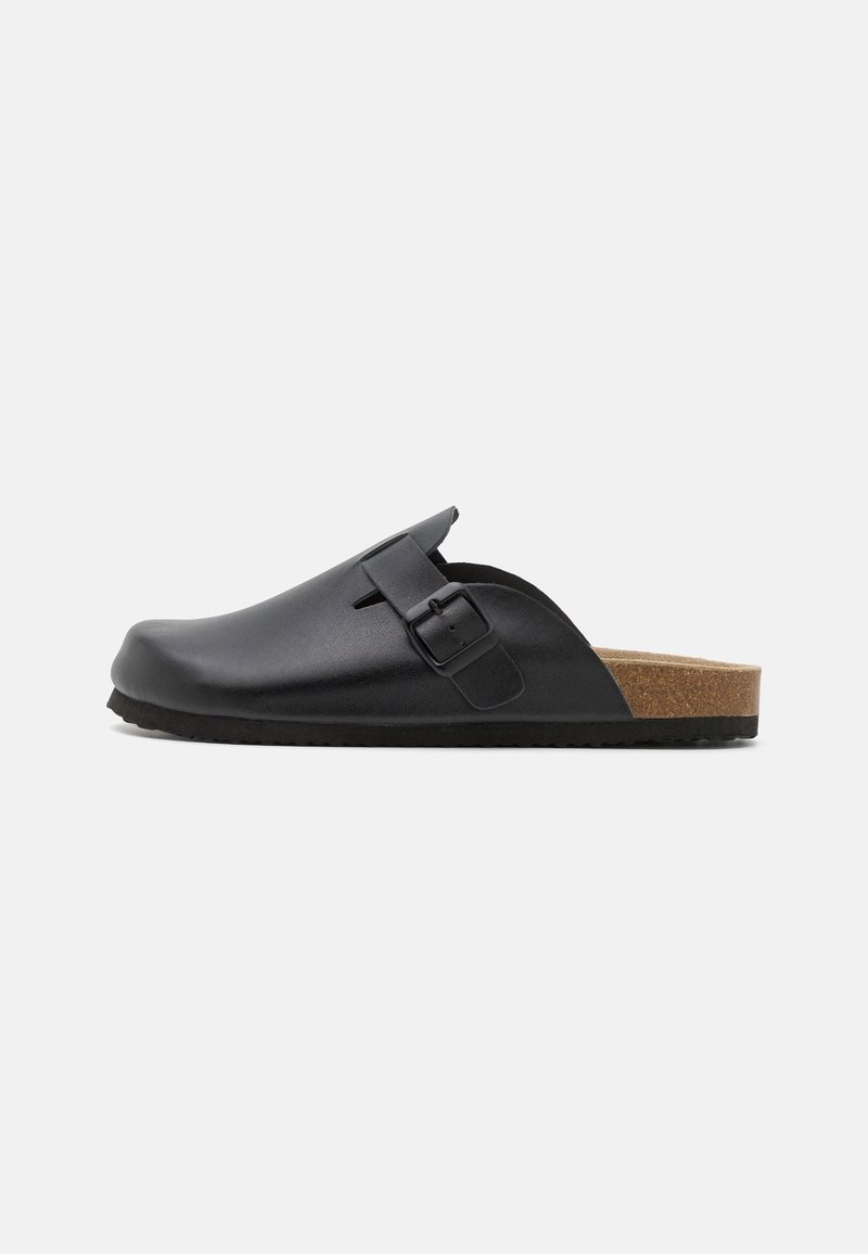 Pier One - LEATHER UNISEX - Papucsok - black, Nagyítás