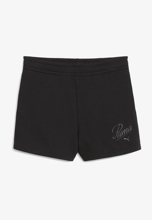 Sorte athletic shorts lavet af blødt stof, med en glat overflade, elastisk talje og broderet Puma-logo på venstre underdel.