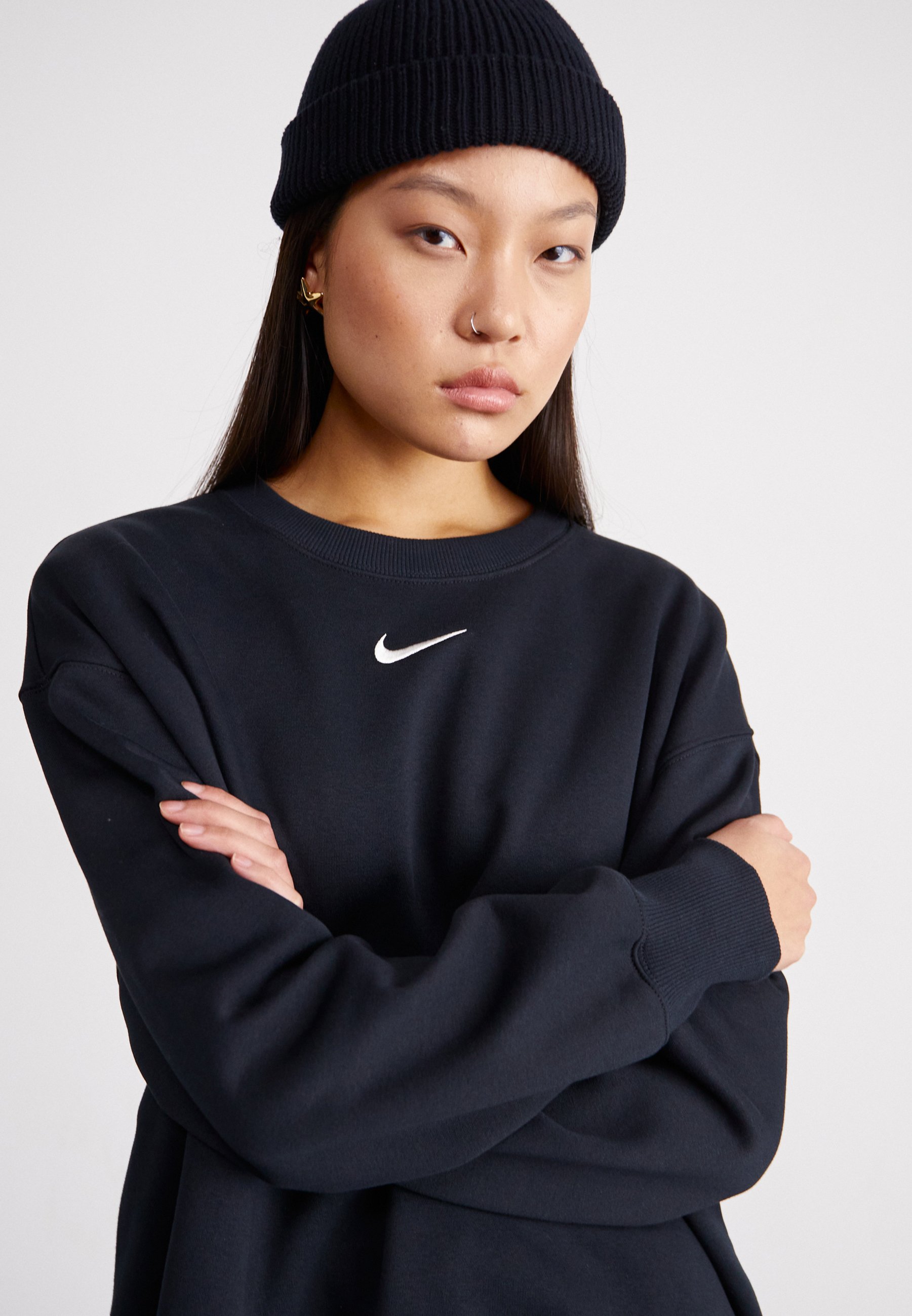 Nike Sportswear LONG CREW - Felpa - black/sail/nero - Zalando.it