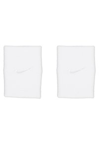 Witte katoenen polsbandjes met een gestructureerd oppervlak, voorzien van een klein geborduurd Nike-logo in het wit. Verkocht als een paar.