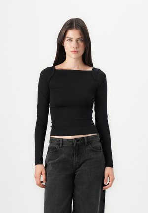 JXGIGI SQUARE NECK TEE - Long sleeved top - black