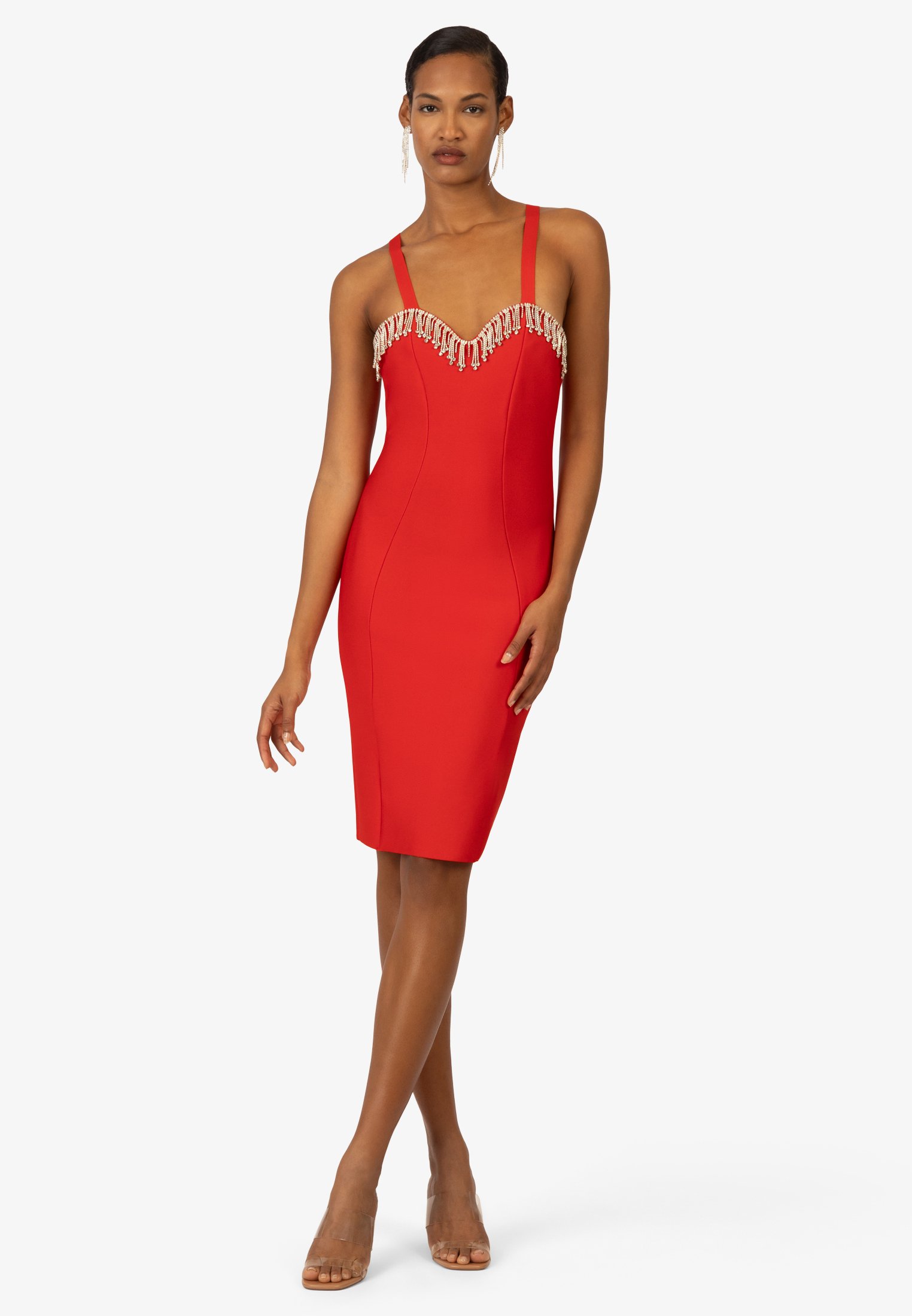 open lace back dress Grace Red Midi Dress