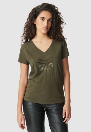 EMBROIDERED - T-shirt con stampa - khaki green