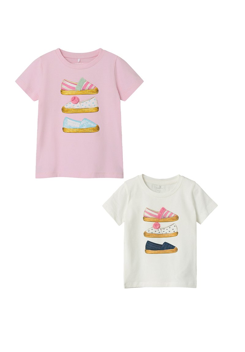 Name it 2ER-PACK  KURZARM - Print T-shirt - weiß-rosa