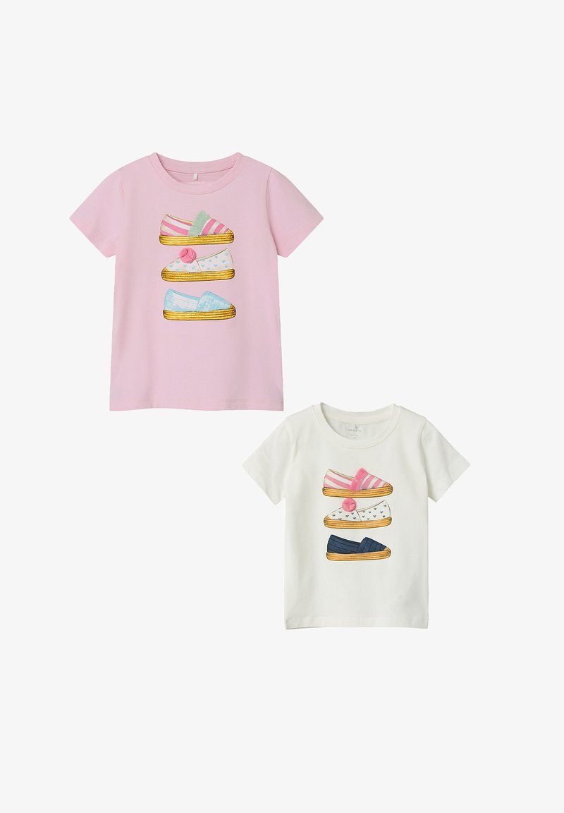 Name it 2ER-PACK KURZARM - Print T-shirt - weiß-rosa