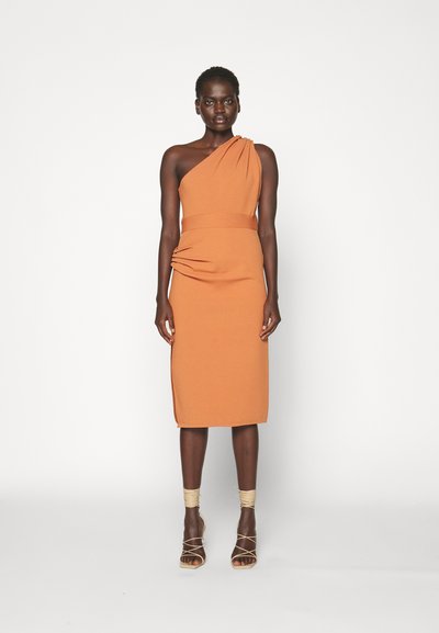 Hervé Léger DRAPED MILANO MIDI DRESS HARDWARE - Φόρεμα σε ίσια γραμμή - ginger