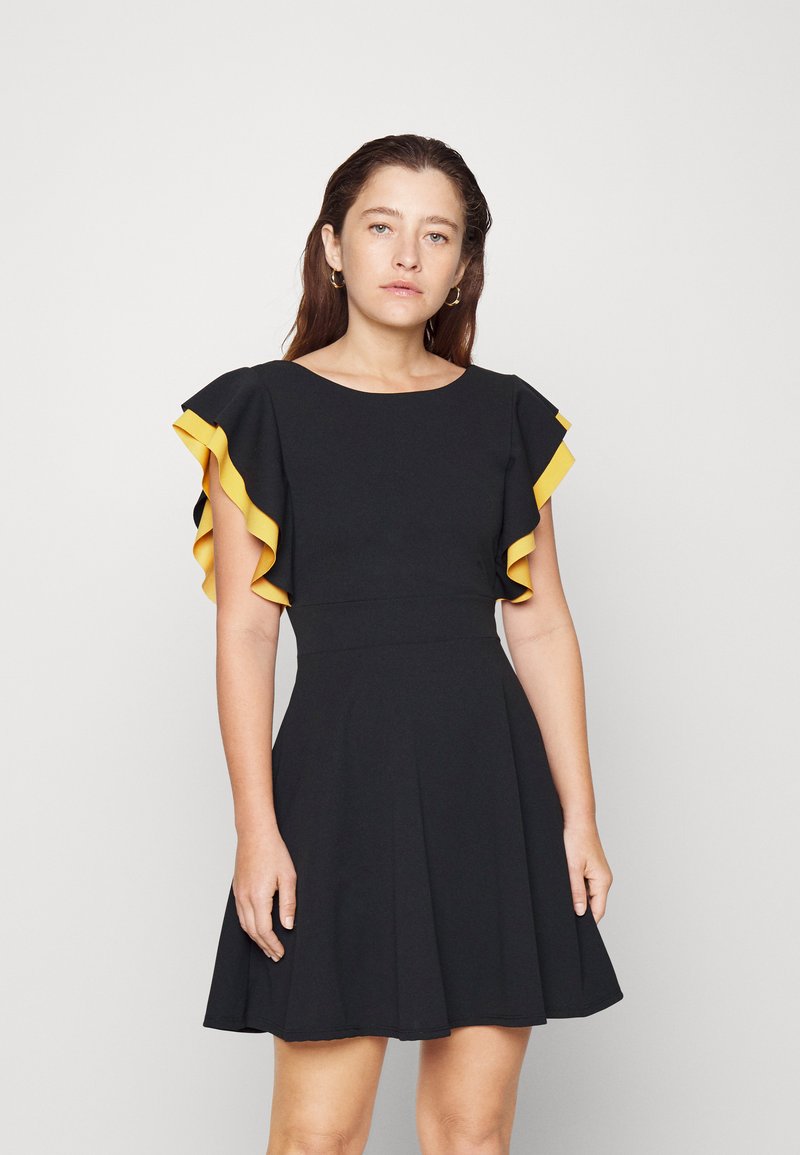 WAL G PETITE MAX RUFFLE SKATER Cocktail dress / Party dress black/mustard/black Zalando.ie