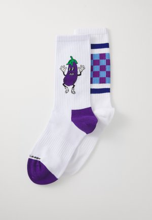 AUBERGINE & CHECKED STRIPE SOCKS UNISEX 2 PACK - Sokker - multi