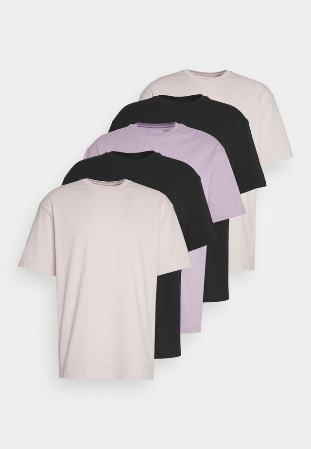 5 PACK - T-shirt basic - black/pink/lilac