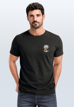 Neverless, T-Shirt print - slim-fit dunkelgrau