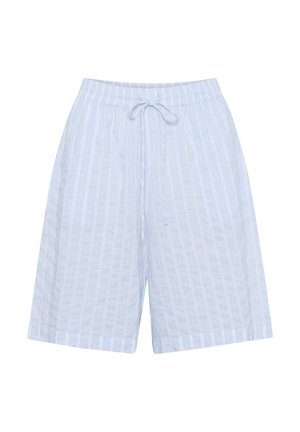 Lichtblauwe gestreepte shorts van ademend materiaal, met een elastische tailleband met trekkoord, voor een comfortabele pasvorm.