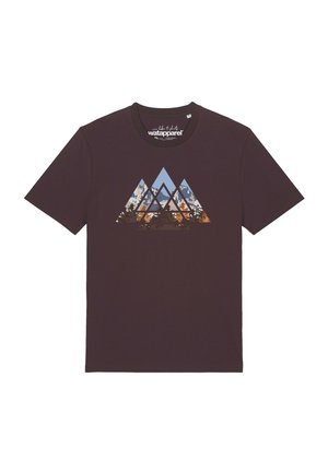 watapparel, GEOMETRIC LANDSCAPE UNISEX - Print T-shirt - red brown