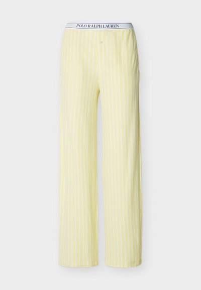 Κίτρινο και λευκό πιτζάμα παντελόνι Polo Ralph Lauren με κάθετες ρίγες, ελαστική ζώνη μέσης και κουμπιά στο άνοιγμα.