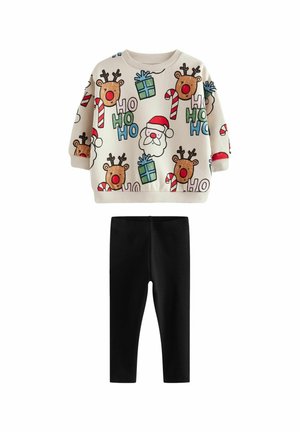 REGULAR FIT - CHRISTMAS SET - Leggings - ecru cream all over print