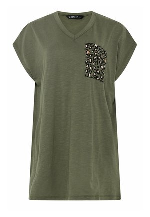 Yours Clothing, PLUS SIZE CASUAL TOPS - T-Shirt print - khaki