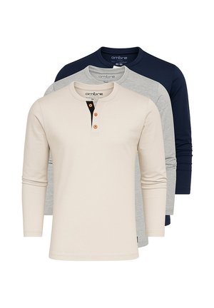 PACK OF 3 - Langarmshirt - light grey navy light grey melange