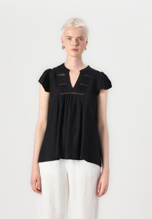 VIVISIA V NECK PLEATED - Bluse - black beauty