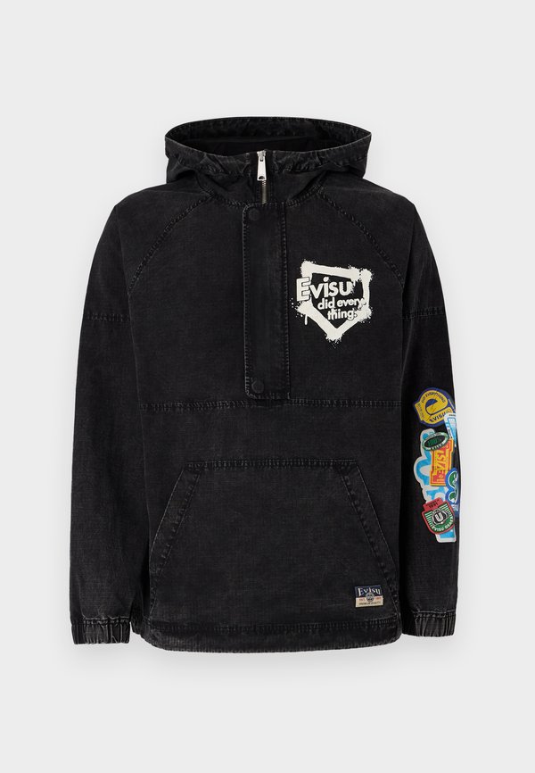 HALF ZIP JACKET WITH HOOD - Denim jacket - charcoal3