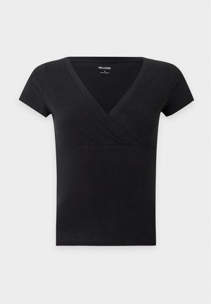 Hollister Co., V NECK - T-shirt basic - black