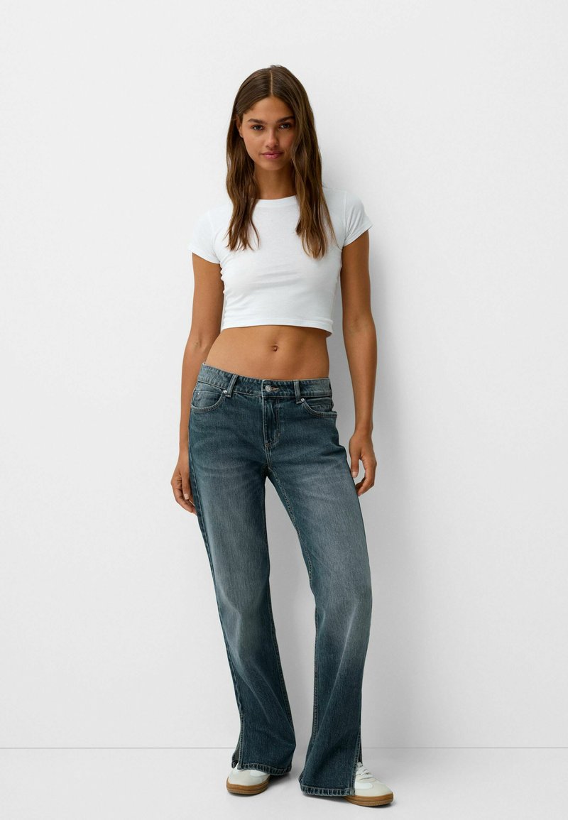 Bershka Straight leg jeans blauwgrijs Bershka Straight leg jeans blauwgrijs