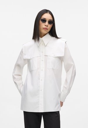 ARCHIVE POPLIN - Bluza z gumbi - white