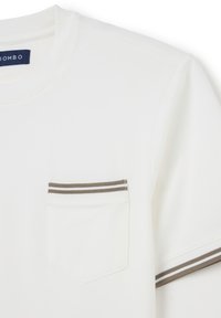 PIOMBO STRIPED DETAILS AND POCKET - T-shirt basic - optical white