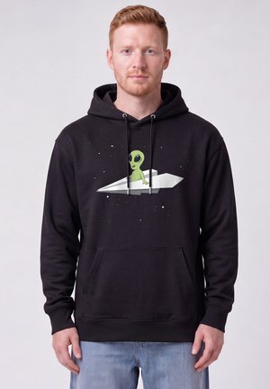 watapparel, ALIEN ON A PAPER PLANE UNISEX - Hoodie - black