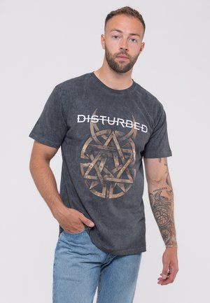 DISTURBED RIVETED DIP DYE MINERAL WASH - Print T-shirt - grey