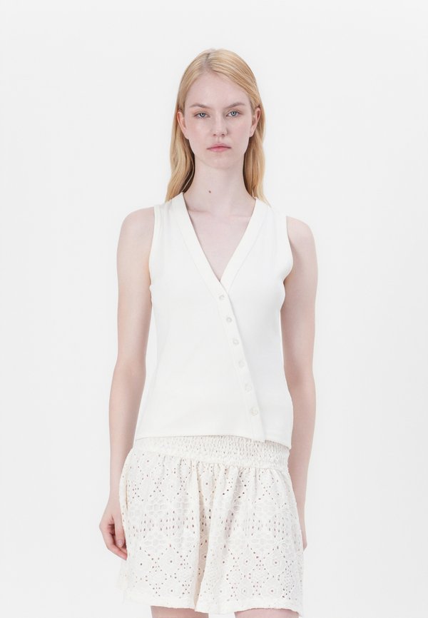 POWDERED BUTTON THROUGH LONGLINE VEST - Waistcoat