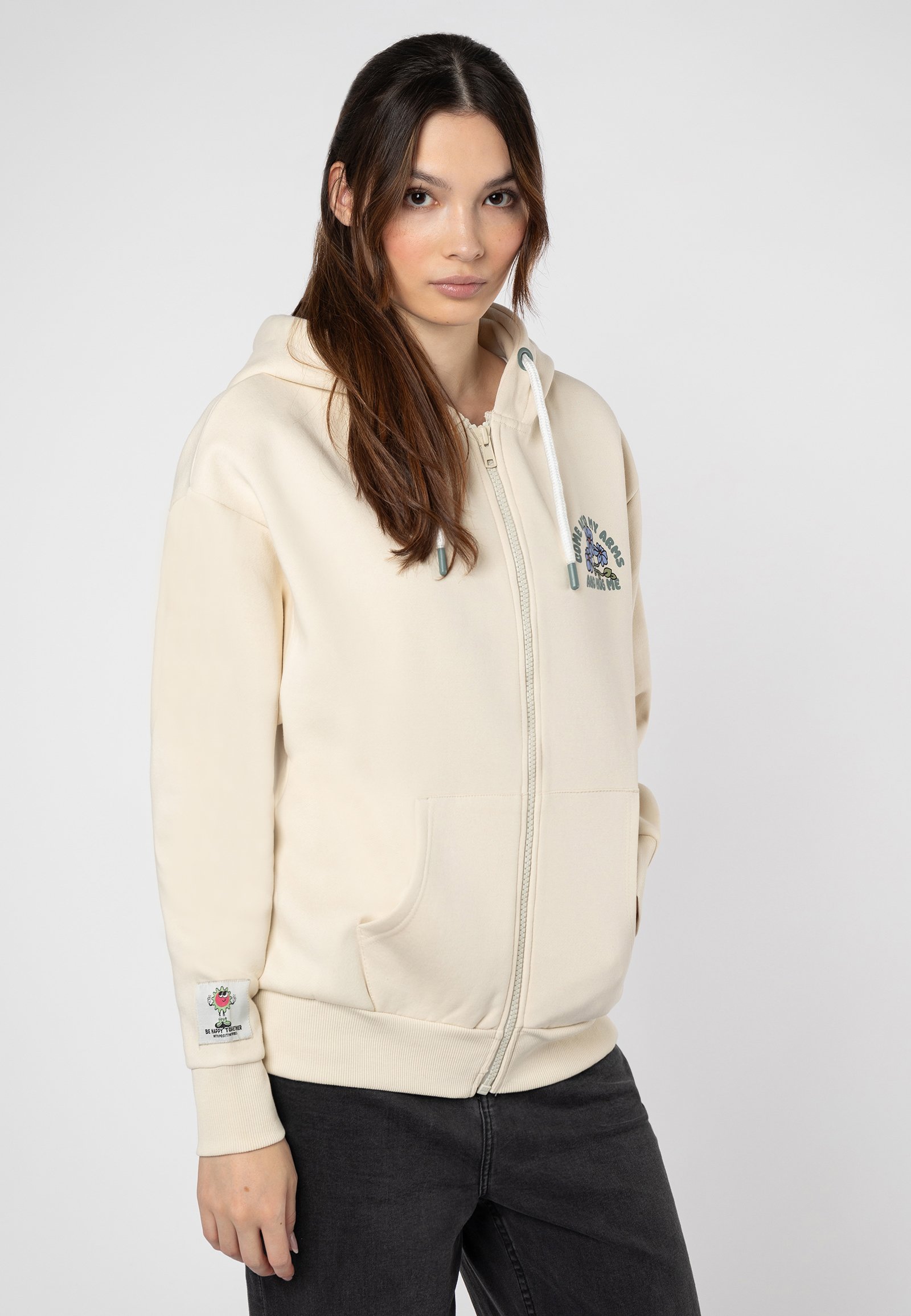 Eight 2 Nine MIT BACK - Zip-up sweatshirt - light beige
