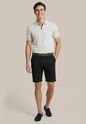 Suitable, HALF ZIP POLO - - Poloshirt - grijsbeige