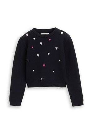 CROPPED MIT STICKEREI - Strickpullover - sky captain blue
