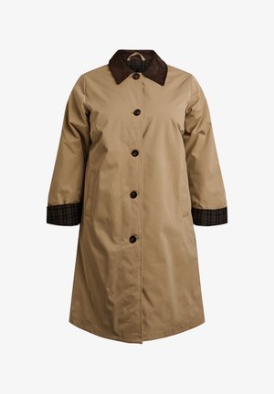 Zizzi, MITTELLANGE JACKE MIT CORDKRAGEN - Klassisk frakke - beige