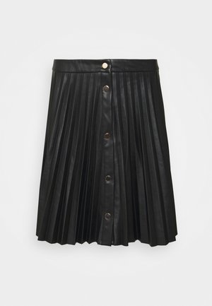 VILA VIAMINA SHORT BUTTON COATED SKIRT - Pleated skirt - black